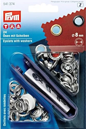 Prym Ösen mit Scheiben 8mm silber, 24 Stück
