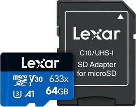 Lexar High-Performance 633x R100 64GB Kit, UHS-I U3, A1, Class 10