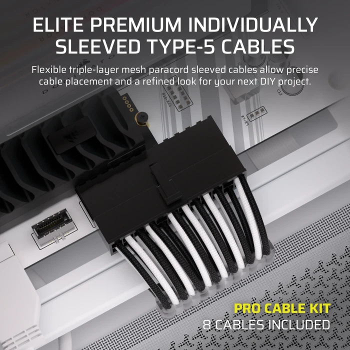 Corsair PSU Cable Kit Type 5 - Pro Kit, Elite Premium Individually Sleeved, schwarz/weiß