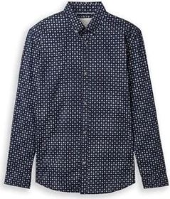 Tom Tailor Fitted Muster Hemd langarm navy white/minimal design (Herren)