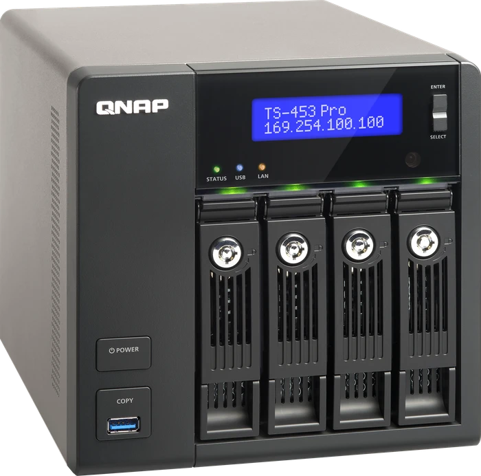 QNAP Turbo Station TS-453 Pro, 2GB RAM, 4x RJ-45 1000Base-T, 3x USB-A 3.0