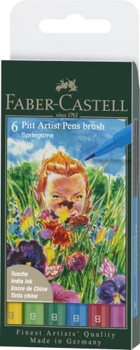 Faber-Castell PITT artist Pen Springtime Starter sortiert, 6er-Set, Kunststoffetui