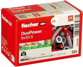 fischer DuoPower 6x30 S Schrauben/Dübel-Sortiment,   50 Stück