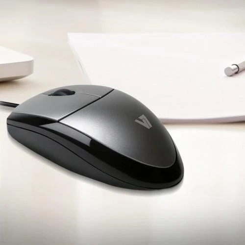 V7 Full Size Optical Mouse silber, USB