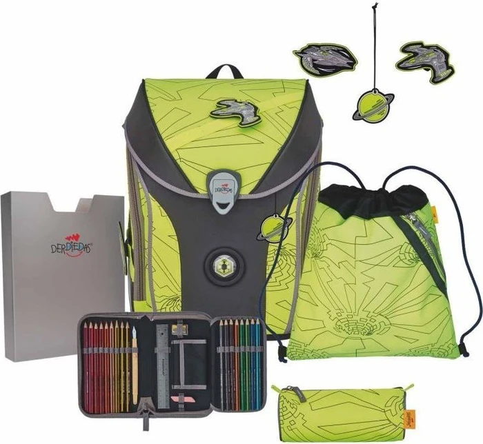 DerDieDas ErgoFlex Max Superflash Neon Fighter Schultaschen-Set, 5-tlg.
