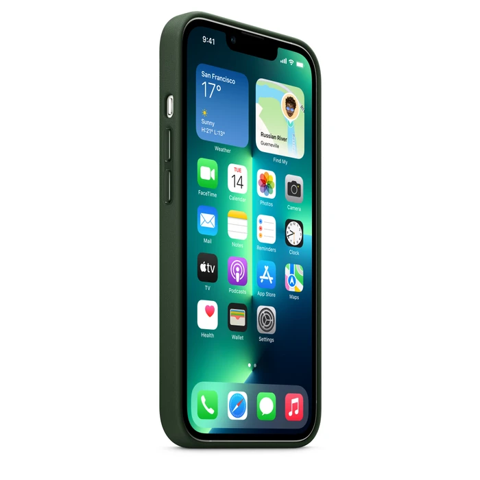 Apple Leder Case mit MagSafe für iPhone 13 Pro schwarzgrün