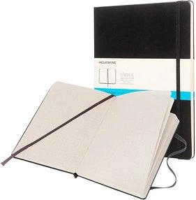 Moleskine Klassik Notizbuch, 190x250mm, punktiert, fester Einband X-Large, schwarz, 192 Blatt