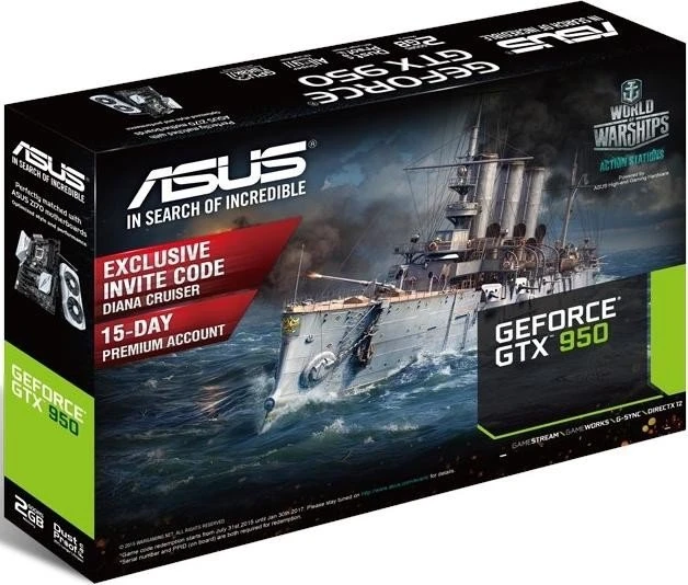 ASUS GeForce GTX 950, GTX950-2G, 2GB GDDR5, DVI, HDMI, DP