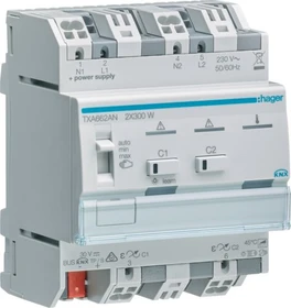 Hager KNX easy Universal-Dimmaktor 2-fach, 300W, 4TE REG (TXA662AN)