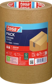 tesa tesapack Paper ecoLogo braun, Klebeband, 50mm/50m, 3 Stück