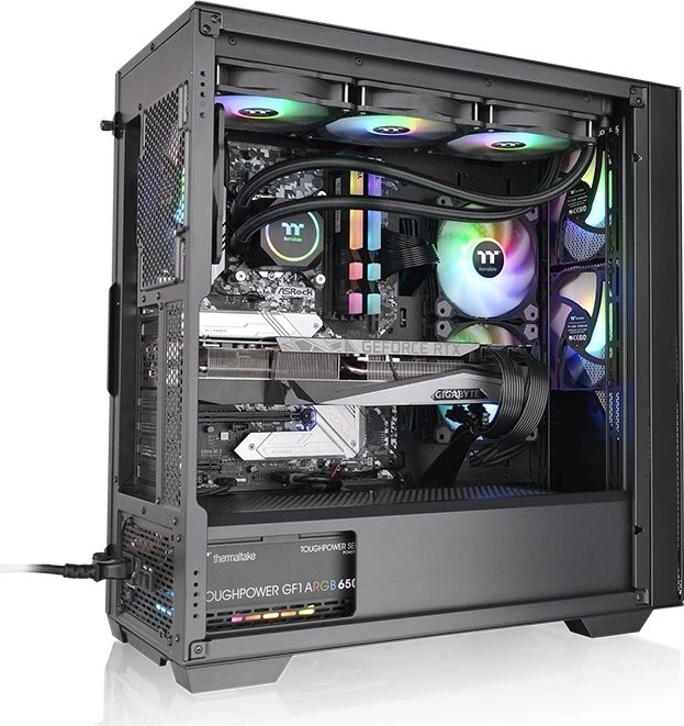 Thermaltake Divider 370 TG ARGB, schwarz, Glasfenster