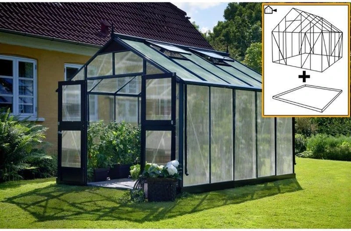 Juliana Premium 10.9m² 10mm Polycarbonat Gewächshaus anthrazit/schwarz