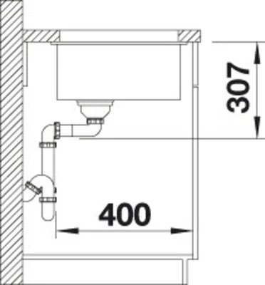 Blanco Subline 500-U InFino Unterbau Becken mittig vulkangrau