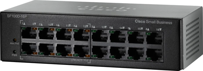 Cisco SF100 Desktop Switch, 16x RJ-45, 64W PoE