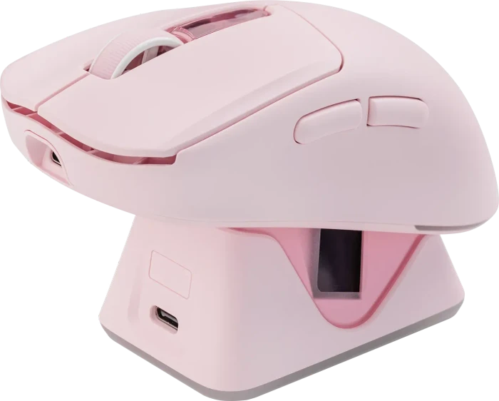 Epomaker Nex Lite Wireless Gaming Mouse mit Ladestation, rosa, USB/Bluetooth