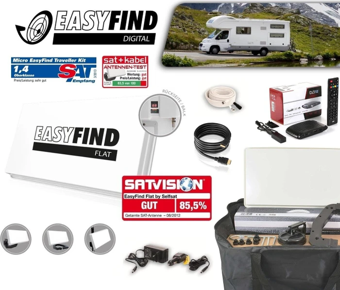 Microelectronic Easyfind Flat Traveller Kit mit Receiver Campingkoffer (730043)