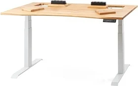 ErgoHide EH003 elektrisch höhenverstellbarer Sitz-Steh-Schreibtisch mit erweitertem Kabelfach und ergonomischer Tischkante 180x80cm Eiche/weiß
