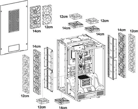 Thermaltake The Tower 900, schwarz, Glasfenster