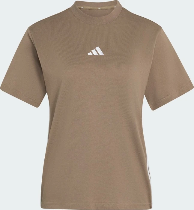 adidas Essentials 3-Streifen Cotton T-Shirt kurzarm khaki six/white (Damen)