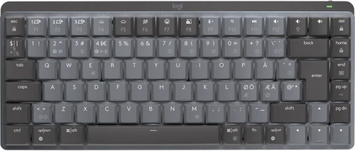 Logitech MX Mechanical Mini, Graphite, LEDs weiß, Logi Bolt, Kailh Choc V2 LOW PROFILE BROWN, USB/Bluetooth, ND