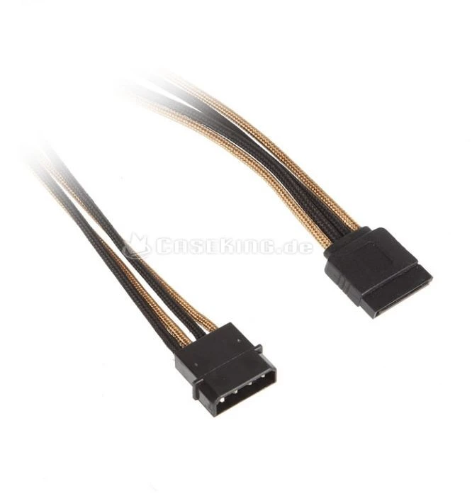 BitFenix Alchemy SATA-Stromadapter 4-Pin [IDE] auf 15-Pin [SATA] 45cm, sleeved gold/schwarz