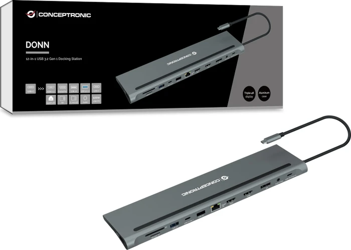 Conceptronic 12-in-1 Dockingstation, USB-C 3.0 [Stecker]