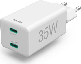 Hama Schnellladegerät 2x USB-C PD/Qualcomm Mini-Ladegerät 35W weiß