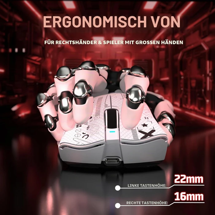 Attack Shark V3 Tri-mode Wireless Gaming Mouse, weiß, inkl. Grip Tape, USB/Bluetooth