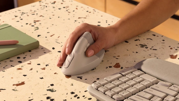 Logitech Lift Vertical Ergonomic Mouse, Sand, Logi Bolt, USB/Bluetooth