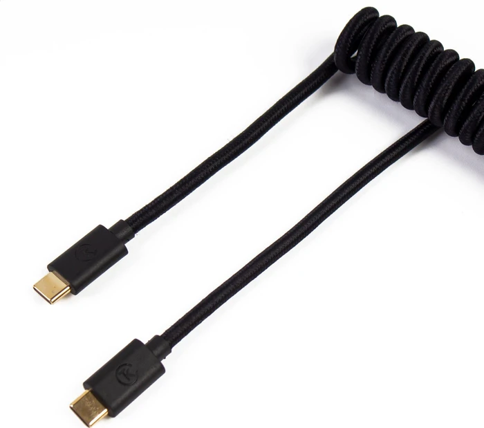 Keychron Coiled Aviator Cable, Tastaturkabel (Spiral-Textilkabel), 1.36m, schwarz