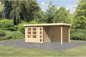 Karibu Kerko 3 Gartenhaus inkl. Anbau + Rückwand 2.4m natur