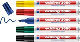 edding 3000 Permanentmarker sortiert, 5er-Set, Kunststoffbox