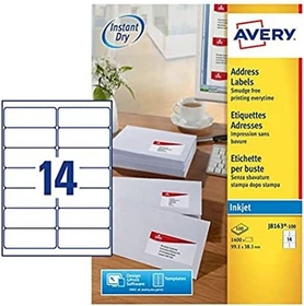 Avery-Zweckform Adressetiketten Sonderformat, 99.1x38.1mm, weiß, 100 Blatt (1400 Etiketten)
