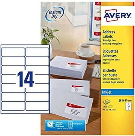 Avery-Zweckform Adressetiketten Sonderformat, 99.1x38.1mm, weiß, 100 Blatt (1400 Etiketten)