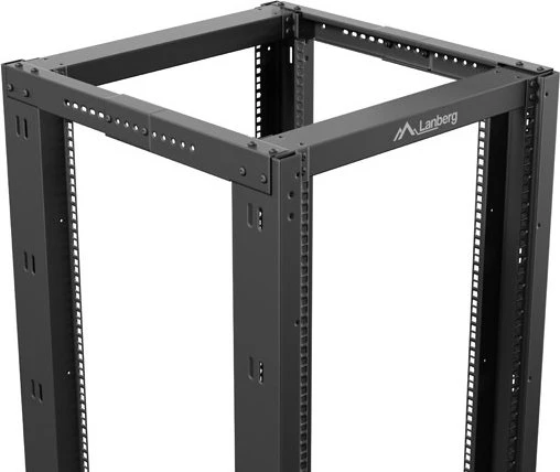 Lanberg Open Rack Series 19" Open Frame Rack 32HE, 4-Pfosten, mit Rollen, Flat Pack, tiefenverstellbar, 430-590mm, RAL 9004, 800mm tief