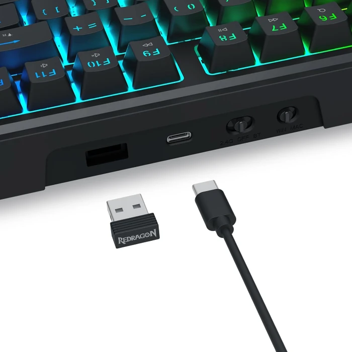 Redragon Terraflare K762 Pro Wireless, schwarz, LEDs RGB, Mint Mambo, USB/Bluetooth, US
