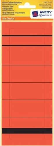 Avery-Zweckform Ordneretiketten Sonderformat, 192x61mm, rot, 10 Blatt (10 Etiketten)