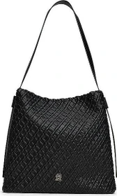 Tommy Hilfiger Geflochtene Hobo mit TH-Monogramm Schultertasche schwarz