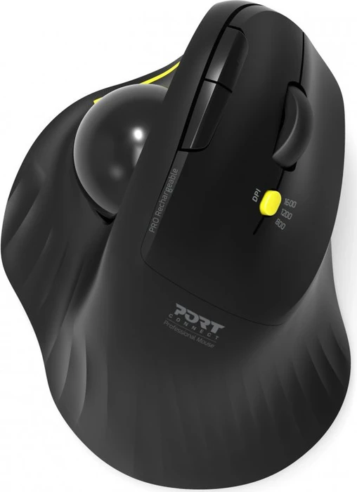 Port Designs Wireless Ergonomic Rechargeable Trackball, USB-A/Bluetooth