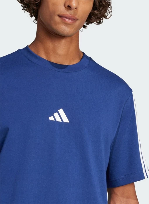 adidas Essentials 3-Streifen Single Jersey T-Shirt kurzarm dark blue/white (Herren)