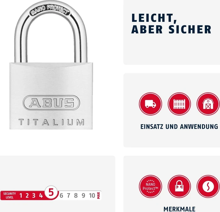 ABUS 64 Titalium 64TI/40, gleichschließend, Vorhängeschloss
