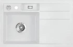 systemceram Bela 78 Einbau Becken links mit Ablauffernbedienung satin