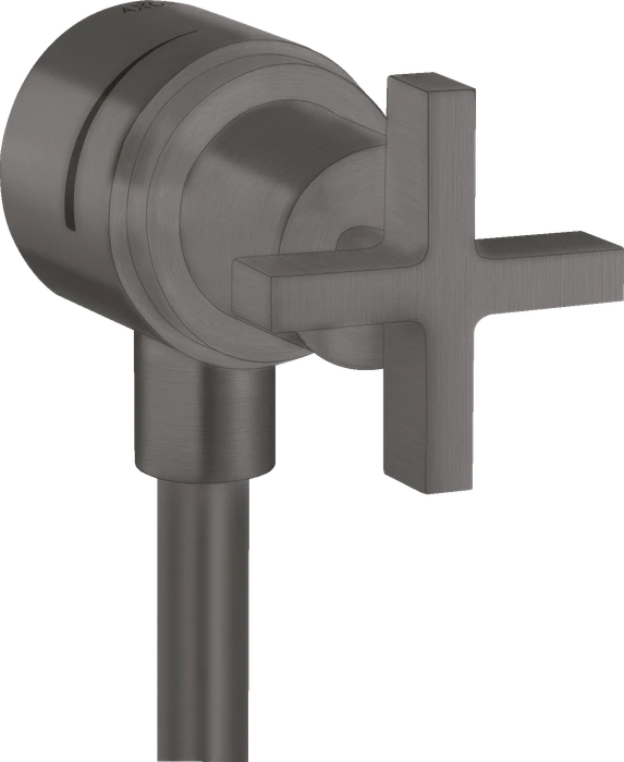 Hansgrohe Axor Citterio Wandanschluss Stop mit Rückflussverhinderer, Absperrventil und Kreuzgriff brushed black chrome