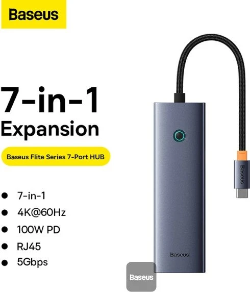 Baseus Ultrajoy 7-in-1 Hub, USB-C 3.0 [Stecker]