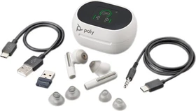 Poly Voyager Free 60+ UC, USB-A, White Sand