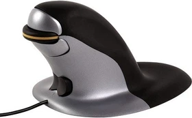 Fellowes Penguin beidhändige vertikale Maus, kabelgebunden, Größe M, schwarz/silber, USB (9894601)