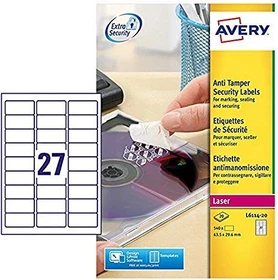 Avery-Zweckform Sicherheitsetiketten, 63.5x29.6mm, weiß, 20 Blatt (540 Etiketten)