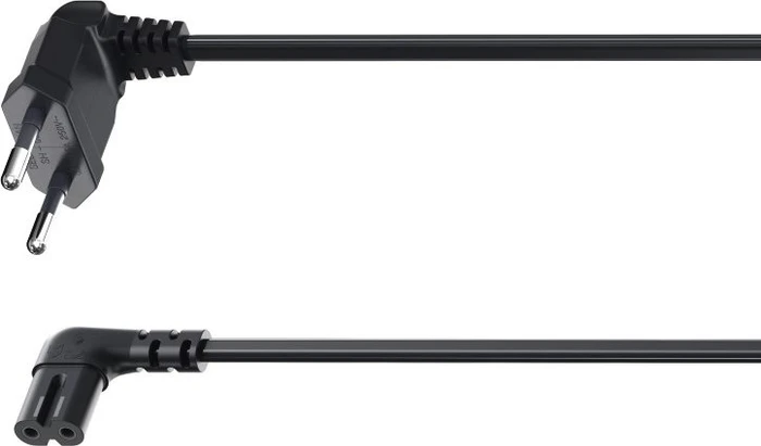 Hama Euro-Netzkabel gewinkelt/gewinkelt, 5m schwarz