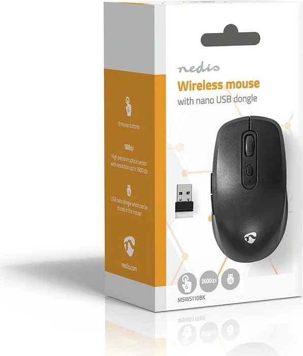 Nedis Wireless Mouse, schwarz, USB
