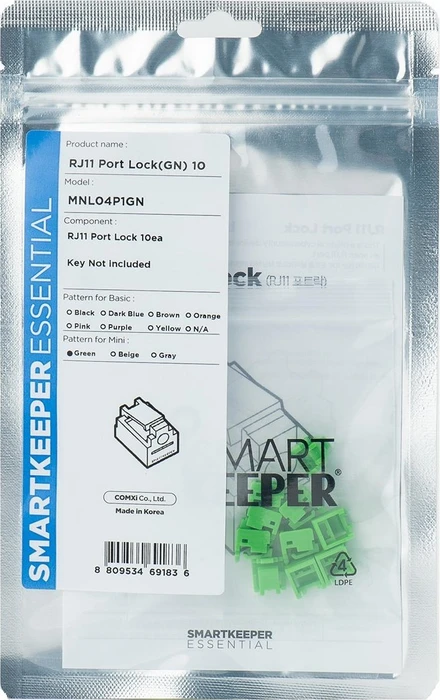 SmartKeeper RJ-11 Portblocker, Essential Mini, MNL04, grün, 10er-Pack